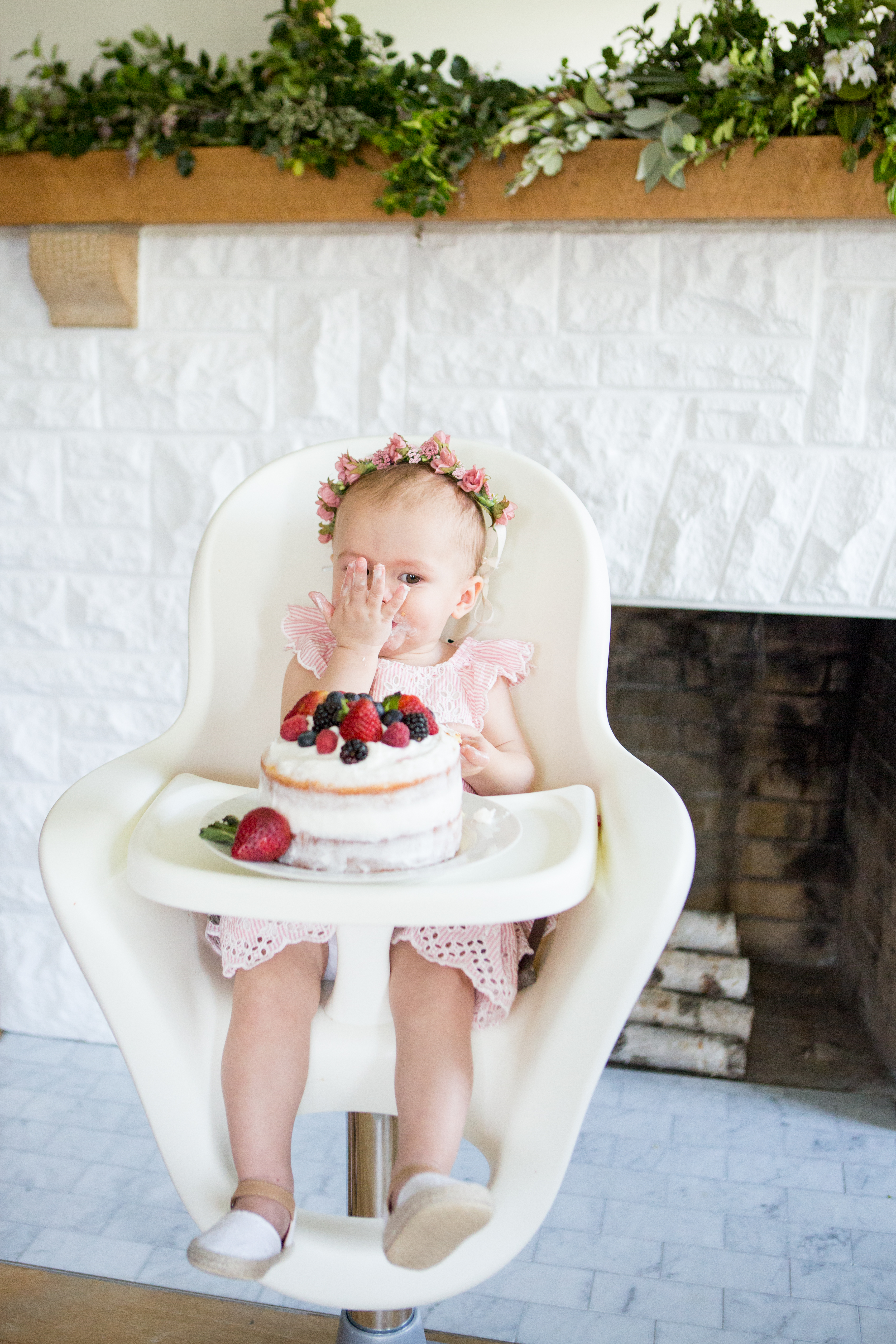 first birthday cake smash baby flower crown